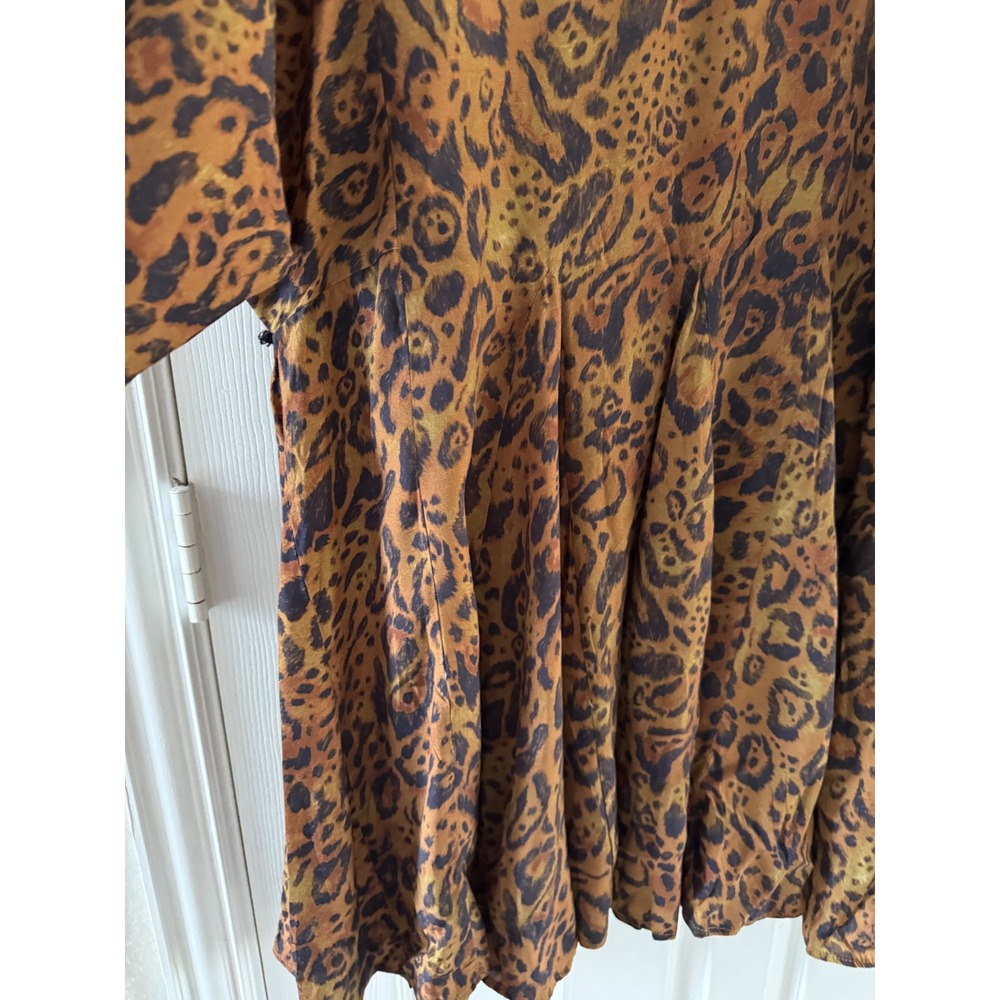 H&M Brown Leopard Print Flowy Mini Dress Long Sleeve Boho‎ Animal Print Size S - Picture 5 of 11